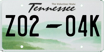 TN license plate Z0204K