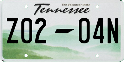 TN license plate Z0204N