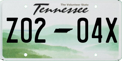 TN license plate Z0204X
