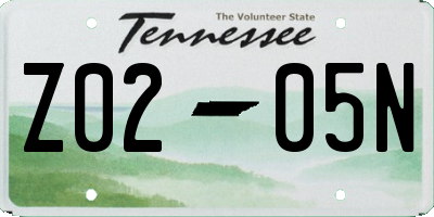 TN license plate Z0205N