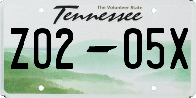 TN license plate Z0205X