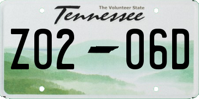 TN license plate Z0206D