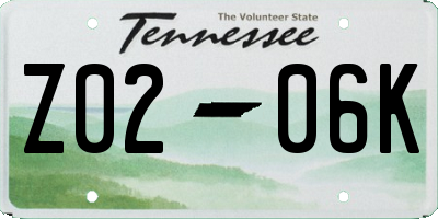 TN license plate Z0206K