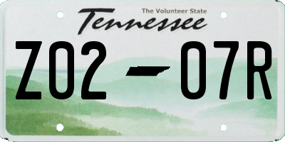 TN license plate Z0207R