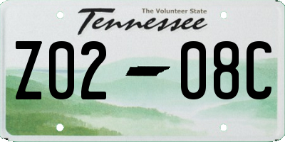 TN license plate Z0208C