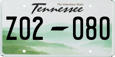TN license plate Z0208O