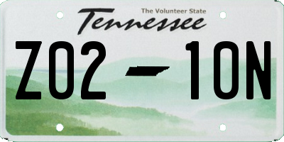 TN license plate Z0210N
