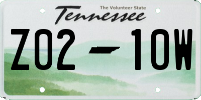 TN license plate Z0210W