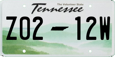TN license plate Z0212W