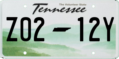 TN license plate Z0212Y