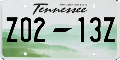 TN license plate Z0213Z
