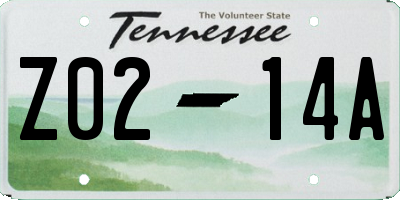 TN license plate Z0214A