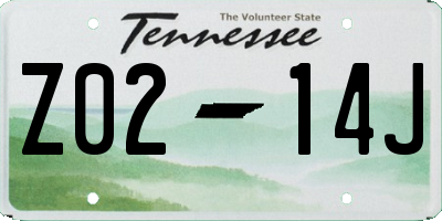 TN license plate Z0214J