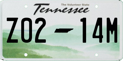 TN license plate Z0214M