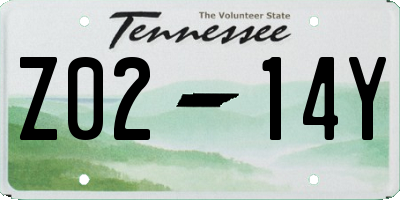 TN license plate Z0214Y
