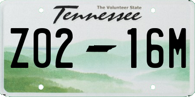 TN license plate Z0216M