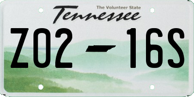 TN license plate Z0216S