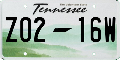 TN license plate Z0216W