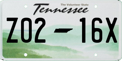 TN license plate Z0216X