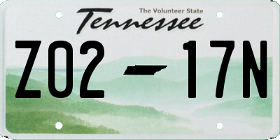 TN license plate Z0217N