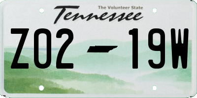 TN license plate Z0219W