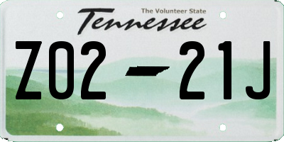 TN license plate Z0221J