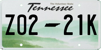 TN license plate Z0221K