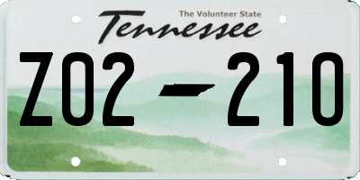 TN license plate Z0221O