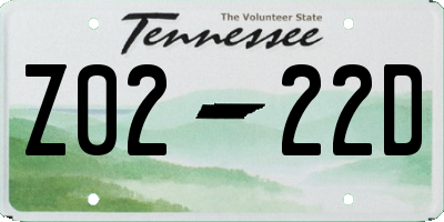 TN license plate Z0222D
