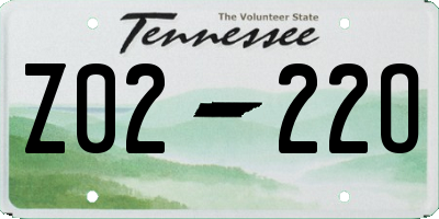 TN license plate Z0222O