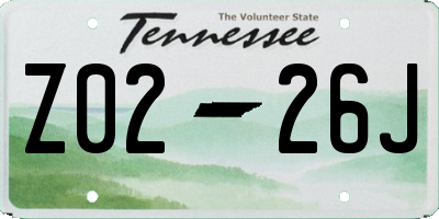 TN license plate Z0226J