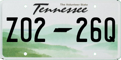 TN license plate Z0226Q