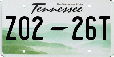 TN license plate Z0226T