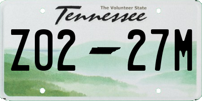 TN license plate Z0227M