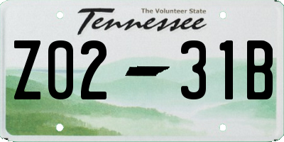 TN license plate Z0231B