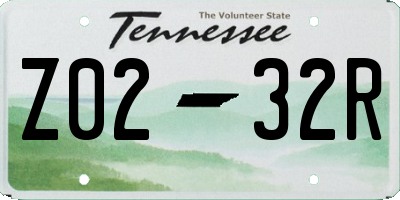 TN license plate Z0232R