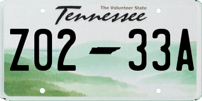 TN license plate Z0233A