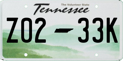 TN license plate Z0233K