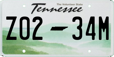 TN license plate Z0234M