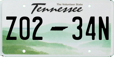 TN license plate Z0234N