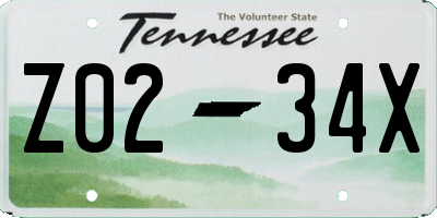 TN license plate Z0234X