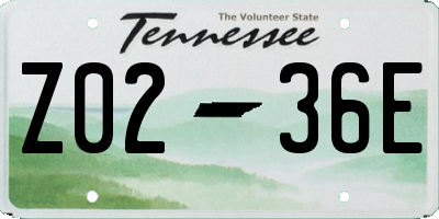 TN license plate Z0236E