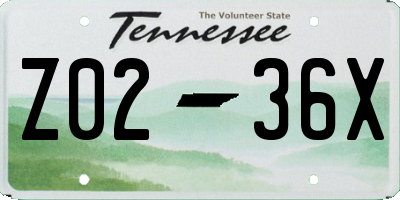 TN license plate Z0236X