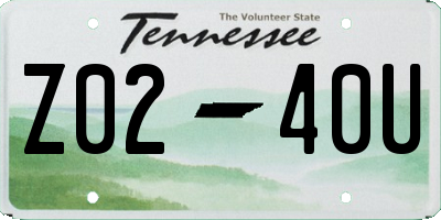 TN license plate Z0240U