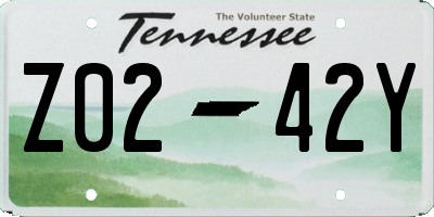 TN license plate Z0242Y