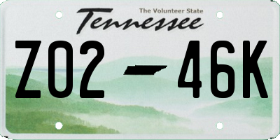 TN license plate Z0246K