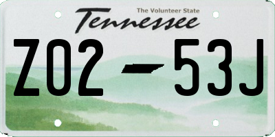 TN license plate Z0253J