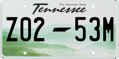 TN license plate Z0253M