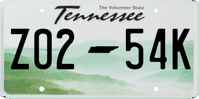 TN license plate Z0254K