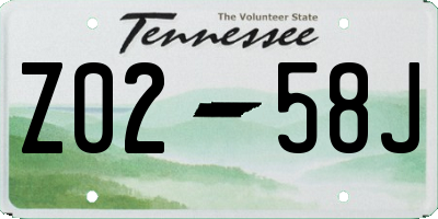 TN license plate Z0258J